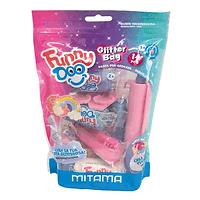 Комплект за моделиране MITAMA Funny Doo GlitterBag, 350 г, 7 цвята моделин, глитерен прах, 14 части