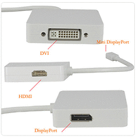 Преходник DeTech Mini DP то DVI, HDMI, DP 10см, Бял